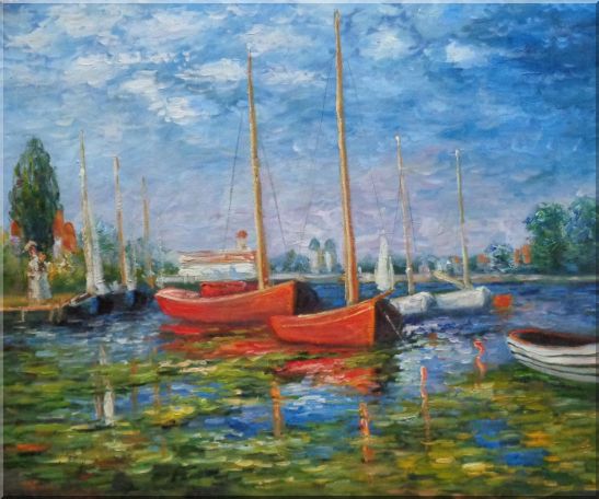 547x456 Framed Red Boats - Red Boat Painting