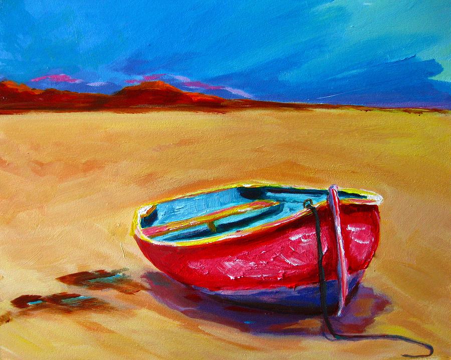 900x720 Low Tides - Red Boat Painting