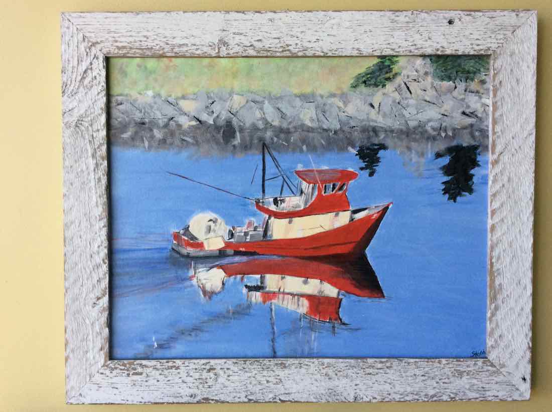 1100x822 Red Boat - Red Boat Painting