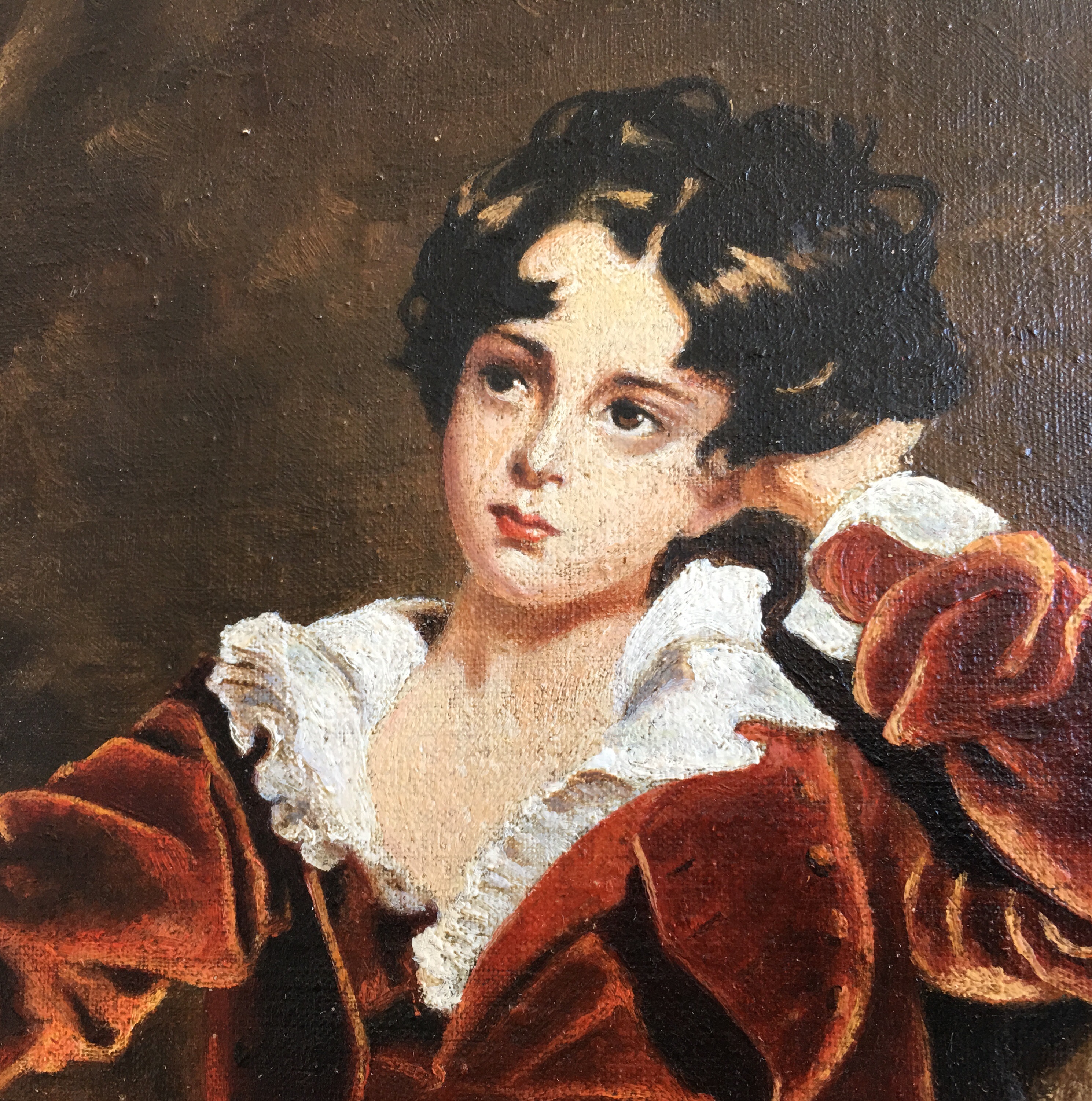 2979x3003 20th C. Oil Copy Of Red After Sir Thomas Lawrence - Red Boy Painting