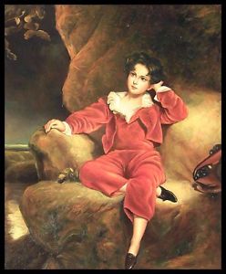 248x300 24x20 Oil Painting On Canvas, Boy In Red Suit, Hand Painted Ebay - Red Boy Painting
