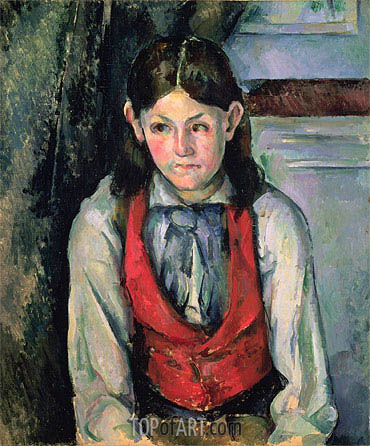 370x446 Boy In A Red Vest (Garcon Au Gilet Rouge) Cezanne Painting - Red Boy Painting