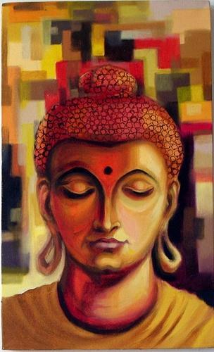 304x500 Gautam Buddha Paintings - Red Buddha Painting
