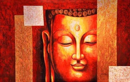 500x314 Horizontal Buddha Painting, Buddha Paintings - Red Buddha Painting