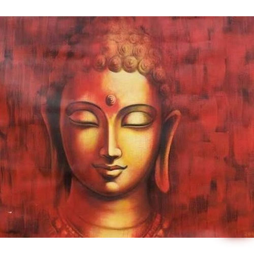 500x500 Lord Buddha Painting - Red Buddha Painting