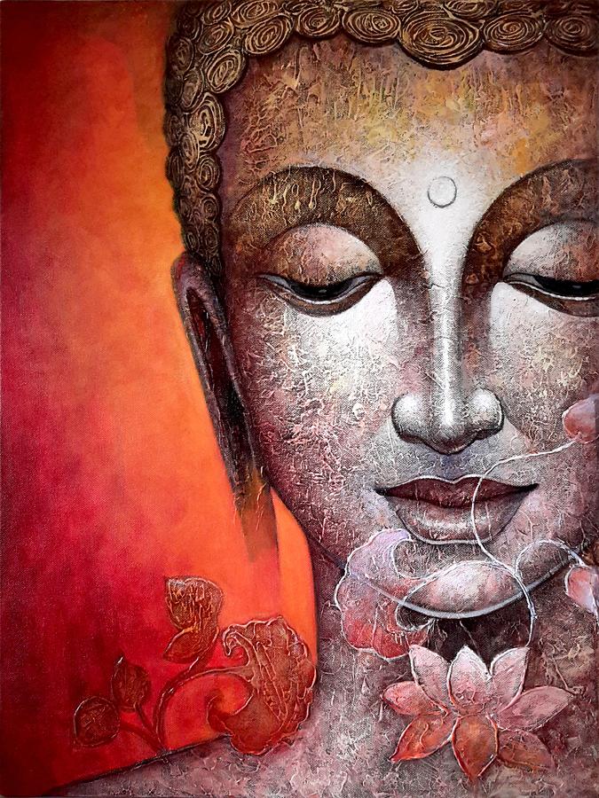 675x900 Pin By Kalanirmitee Creations On Oil Painting Buddha - Red Buddha Painting