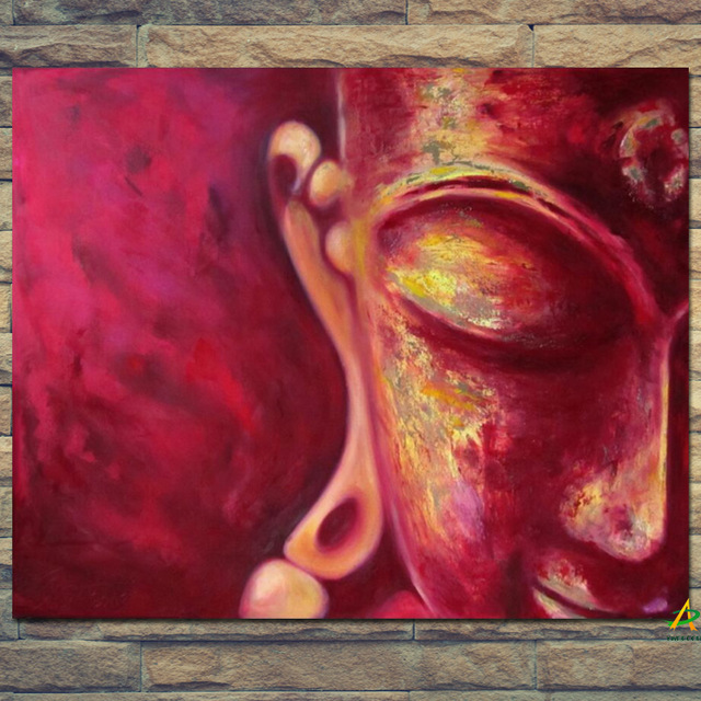640x640 Red Buddha Face Fengshui Canvas Painting Print On Canvas - Red Buddha Painting
