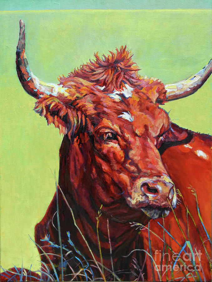 677x900 Red Bull Painting By Patricia A Griffin - Red Bull Painting