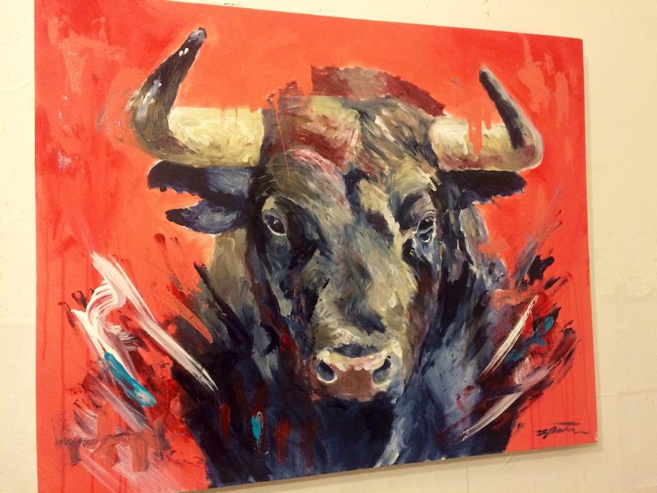 960x720 Spontaneus Painting Bull Painting - Red Bull Painting