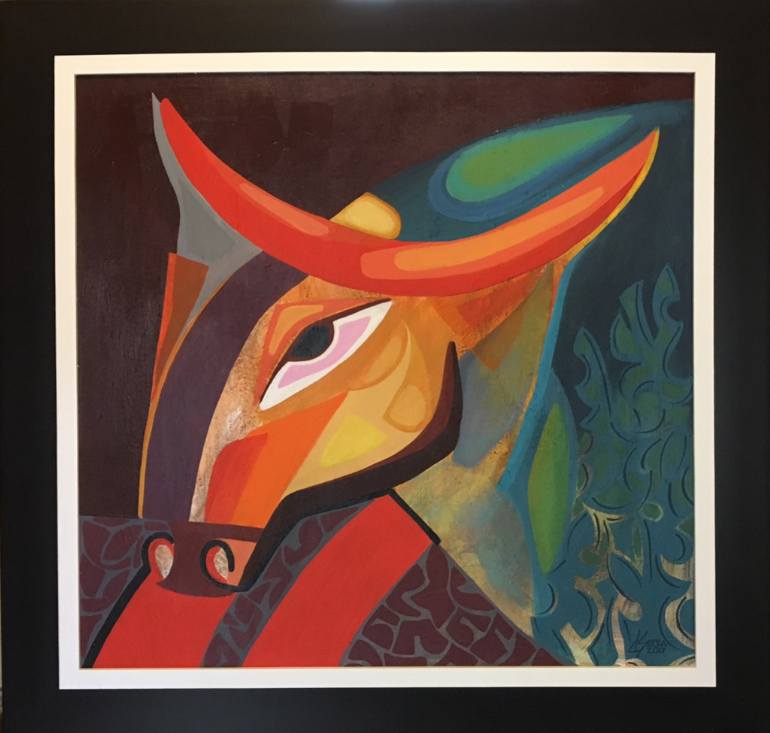 770x733 Saatchi Art Red Bull Painting By Dania Sierra - Red Bull Painting