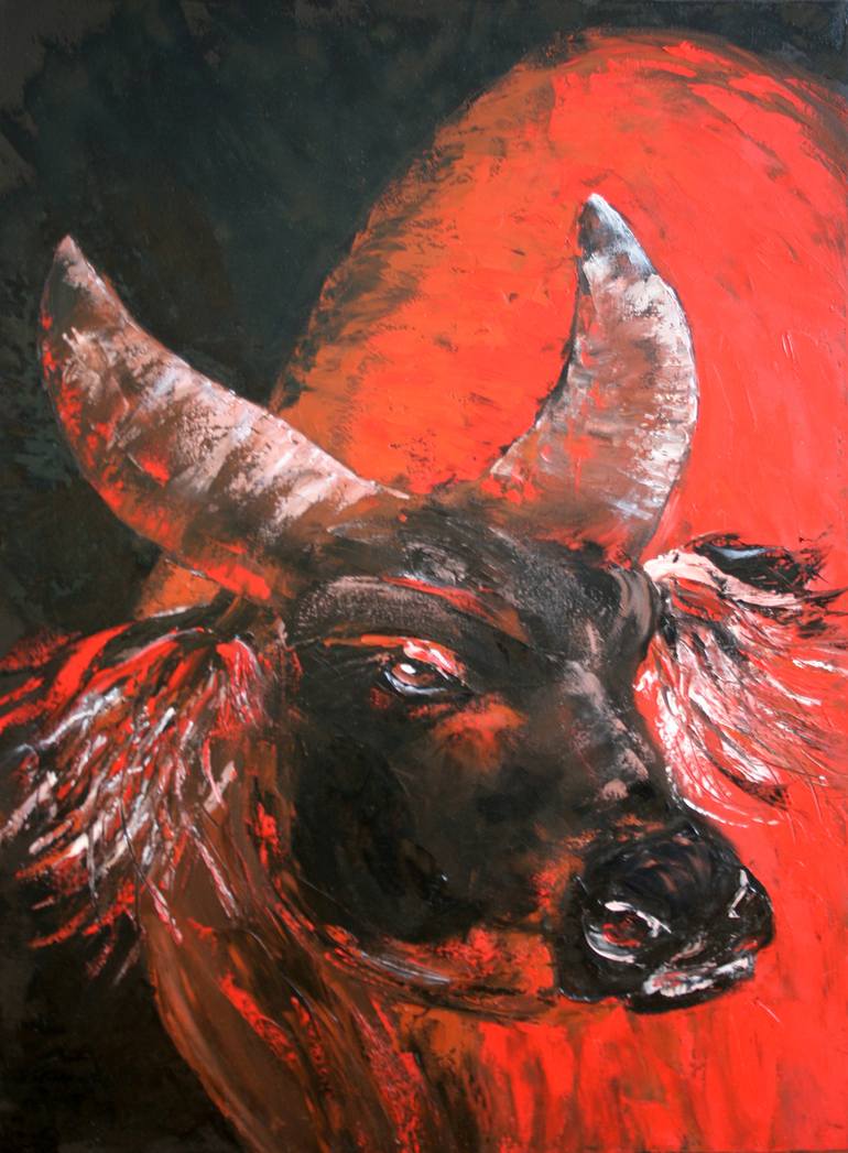 770x1047 Saatchi Art Red Bull Painting By Svetlana Samovarova - Red Bull Painting