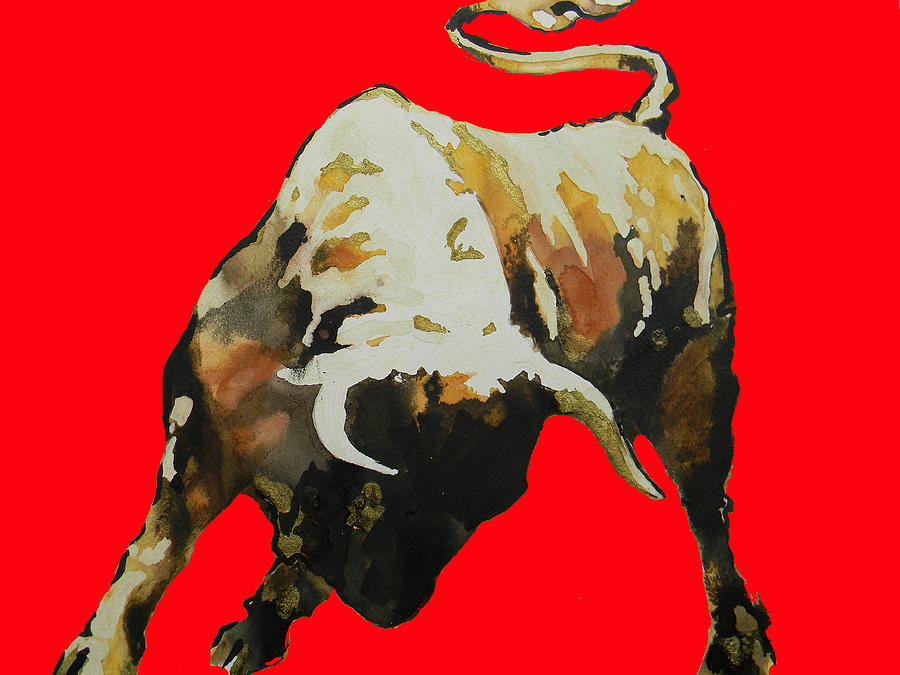 900x675 T O R O In Red Painting By J - Red Bull Painting