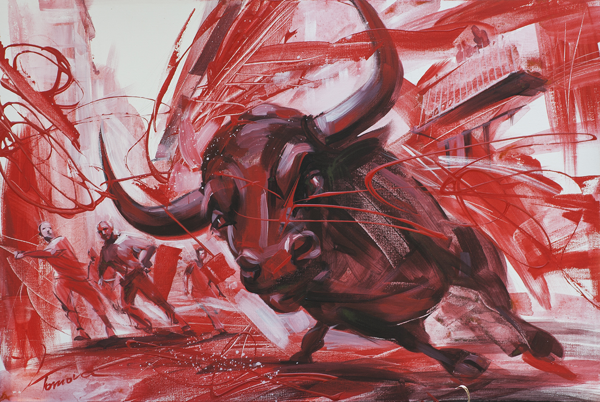 1207x810 The Bull, Latest Painted For Roygbiv Lyudmila Tomova - Red Bull Painting