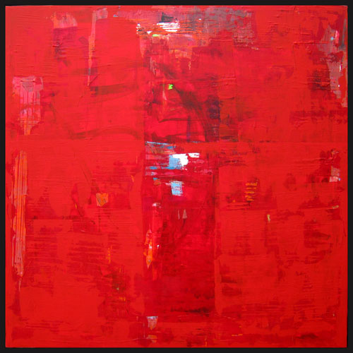 500x500 Solomon Red Abstract Art Painting Canvas 48x48 - Red Canvas Painting