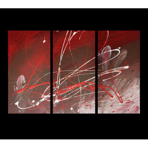500x500 3 Piece Abstract Canvas Painting In Brown And Red Temple Amp Webster - Red Canvas Painting