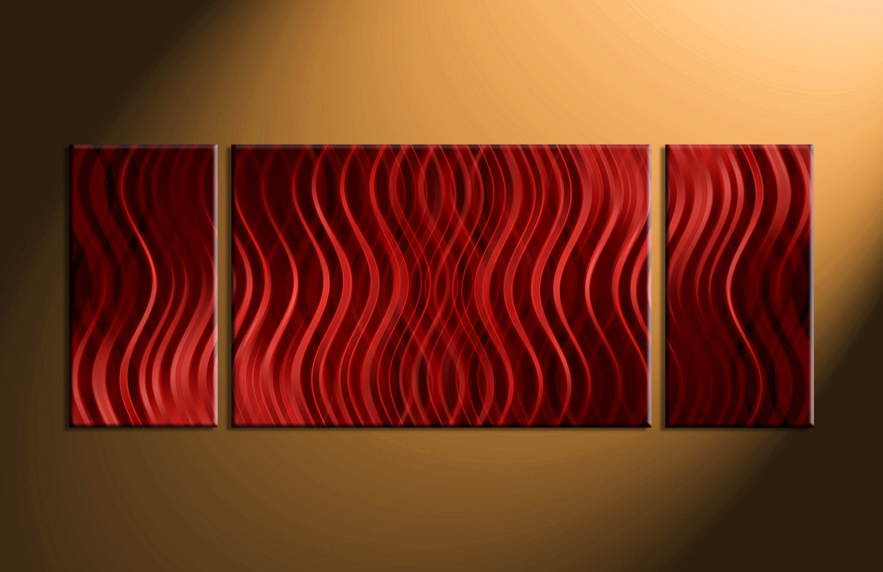1280x830 3 Piece Red Abstract Canvas Photography - Red Canvas Painting