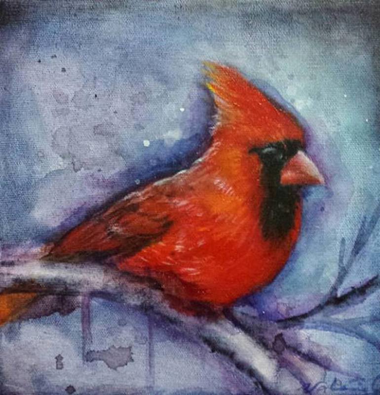 770x800 Saatchi Art Red Cardinal Painting By Gilbert - Red Cardinal Painting