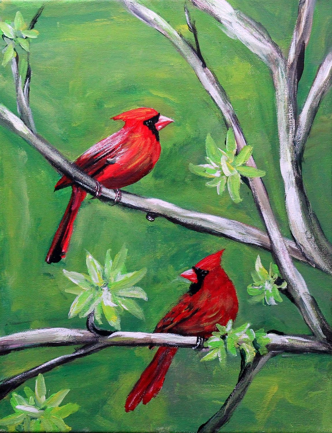 1150x1500 Bird Painting On 11 X 14 Stretched Canvas, Red Cardinal Painting - Red Cardinal Painting