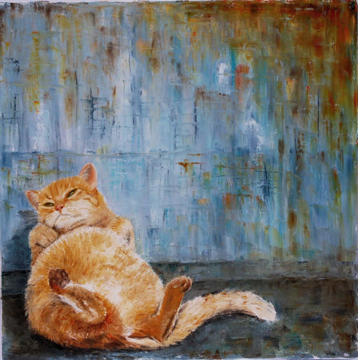 1194x1200 Red Cat (Nataliya Bagatskaya) - Red Cat Painting
