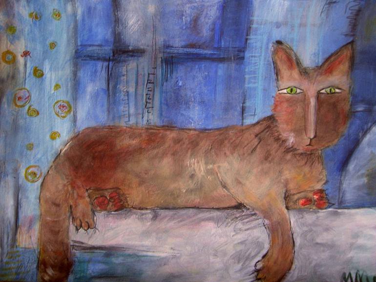 770x578 Saatchi Art Red Cat Painting By Monika Meisl - Red Cat Painting