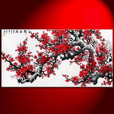 236x236 Option A This Red Cherry Blossom Artwork, Like The Bedding, Will - Red Cherry Blossom Painting