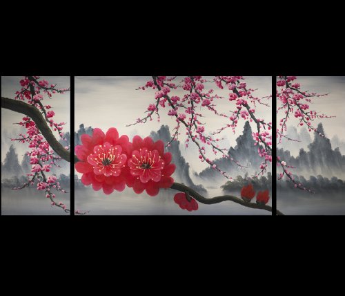 500x428 Japanese Cherry Blossom Painting Feng Shui Painting - Red Cherry Blossom Painting