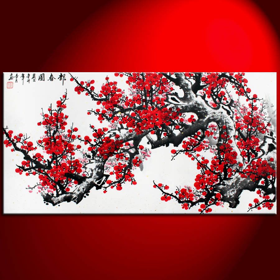 900x900 Cherry Blossoms Painting - Red Cherry Blossom Painting