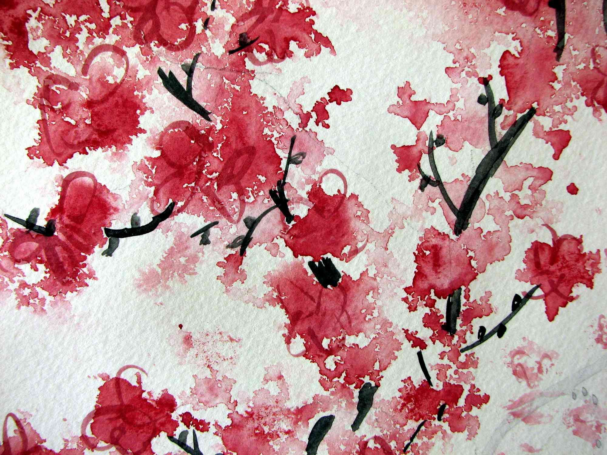 2000x1500 Red Cherry Blossom Painting Wallpaper 3.jpg Cross - Red Cherry Blossom Painting