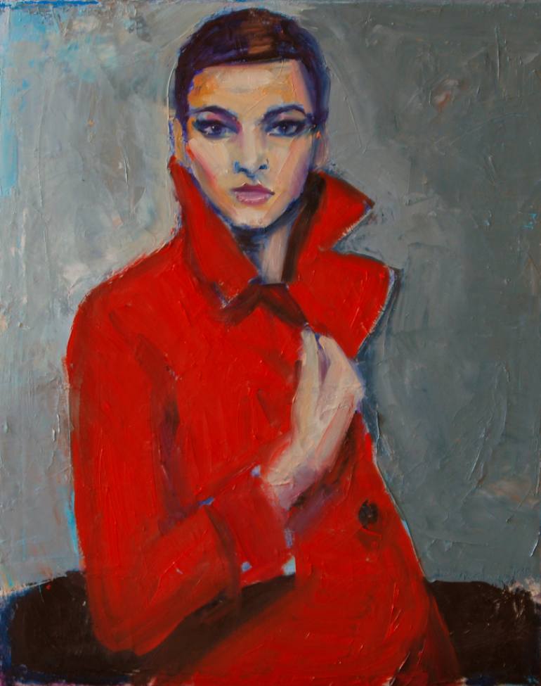 770x975 Saatchi Art Red Coat Painting By Anna Zawadzka Dziuda - Red Coat Painting
