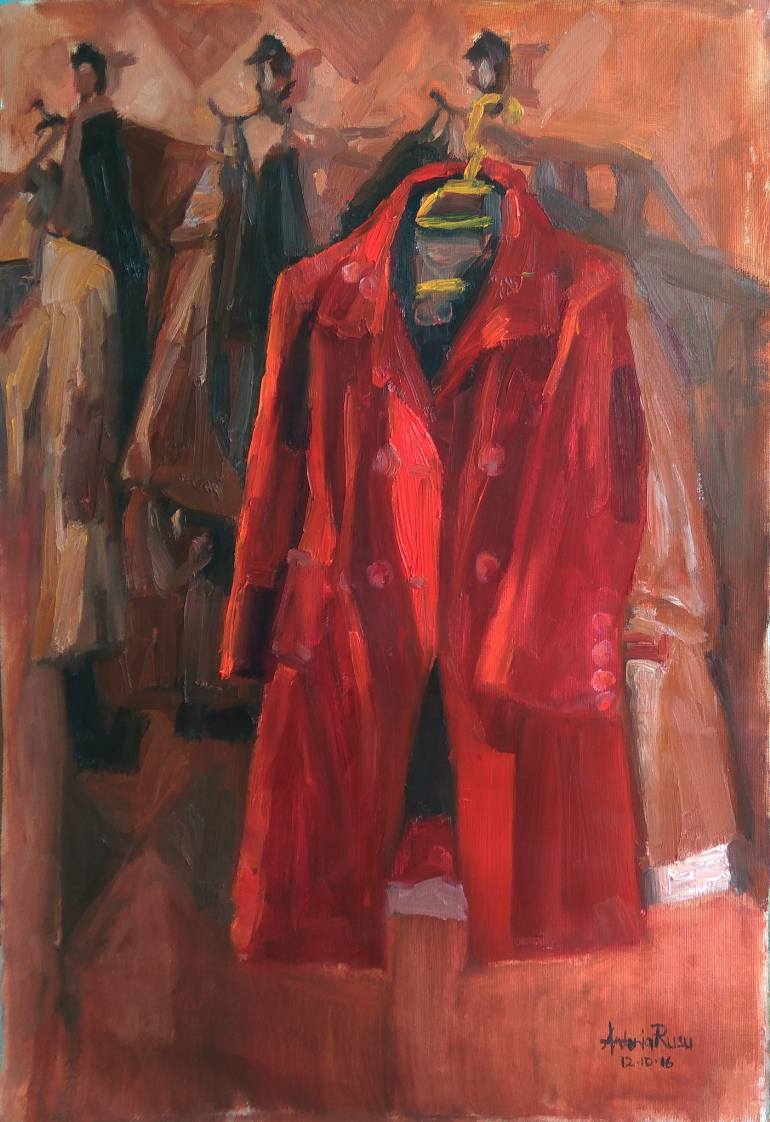 770x1122 Saatchi Art Red Coat Painting By Antonia Rusu - Red Coat Painting