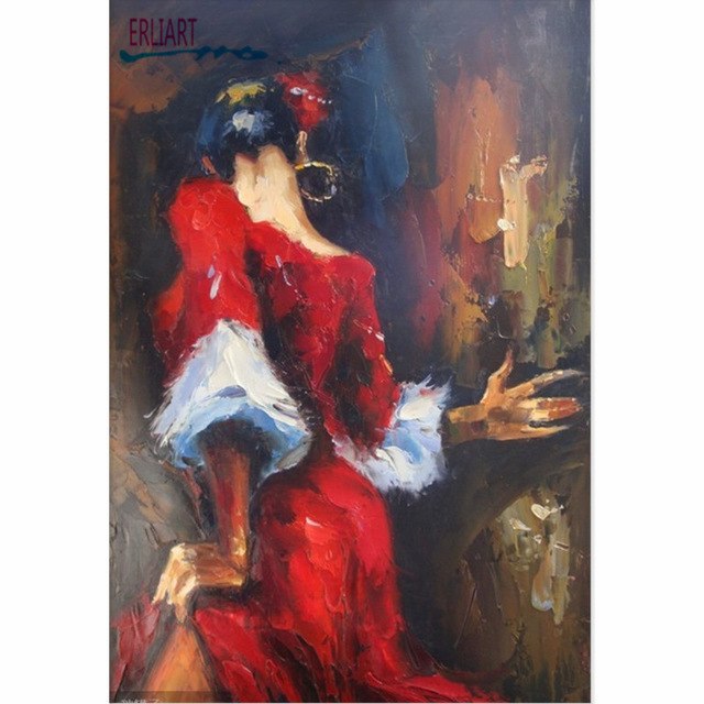 640x640 Delicate Red Coat Women Oil Painting On Canvas Fashion Canvas - Red Coat Painting
