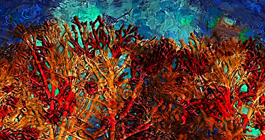 900x476 Red Coral Rojo Painting By Yiries Saad - Red Coral Painting