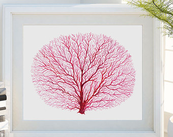 340x270 Watercolor Painting Red Coral Painting Watercolor Coral - Red Coral Painting