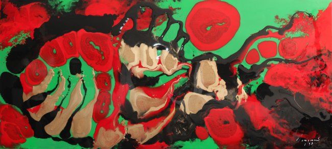 650x291 Josignacio, Red Coral Fish 1993, Plastic Paint Medium - Red Coral Painting