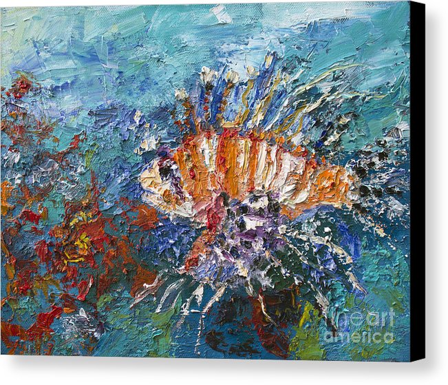 651x559 Lion Fish Red Coral Oil Painting Canvas Print Canvas Art By - Red Coral Painting