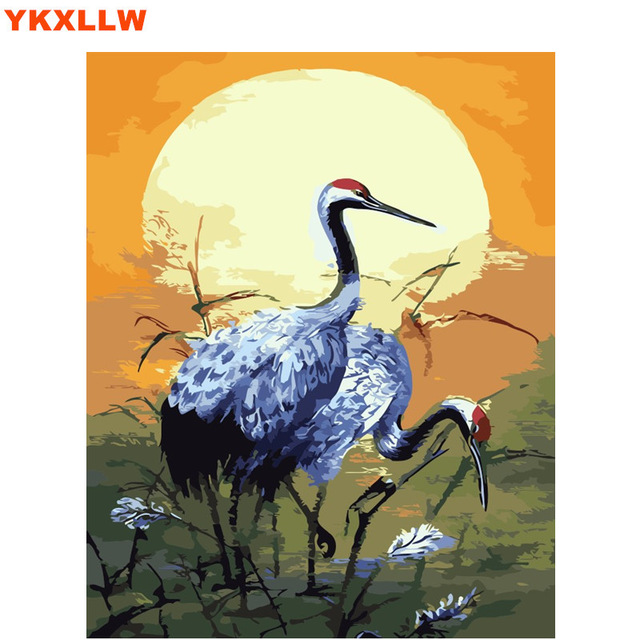 640x640 Hand Painted Birds Red Crowned Crane Painting By Numbers Paint - Red Crowned Crane Painting