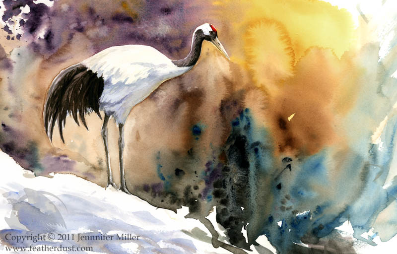 800x512 Red Crowned Crane - Red Crowned Crane Painting
