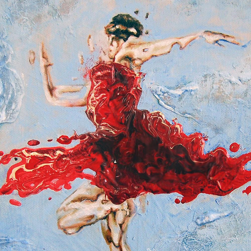 1000x1000 Figurative Woman Dancer Painting - Red Dancer Painting