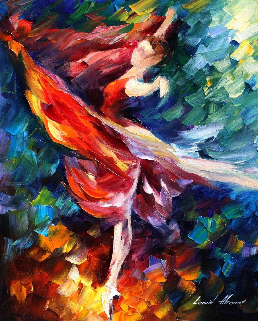 906x1126 Leonid Afremov, Oil On Canvas, Palette Knife, Buy Original - Red Dancer Painting