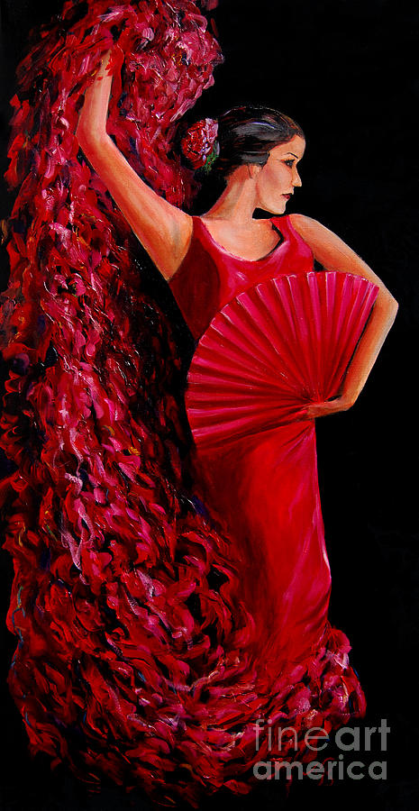 465x900 Red Flamenco Dancer Painting By Nancy Bradley - Red Dancer Painting