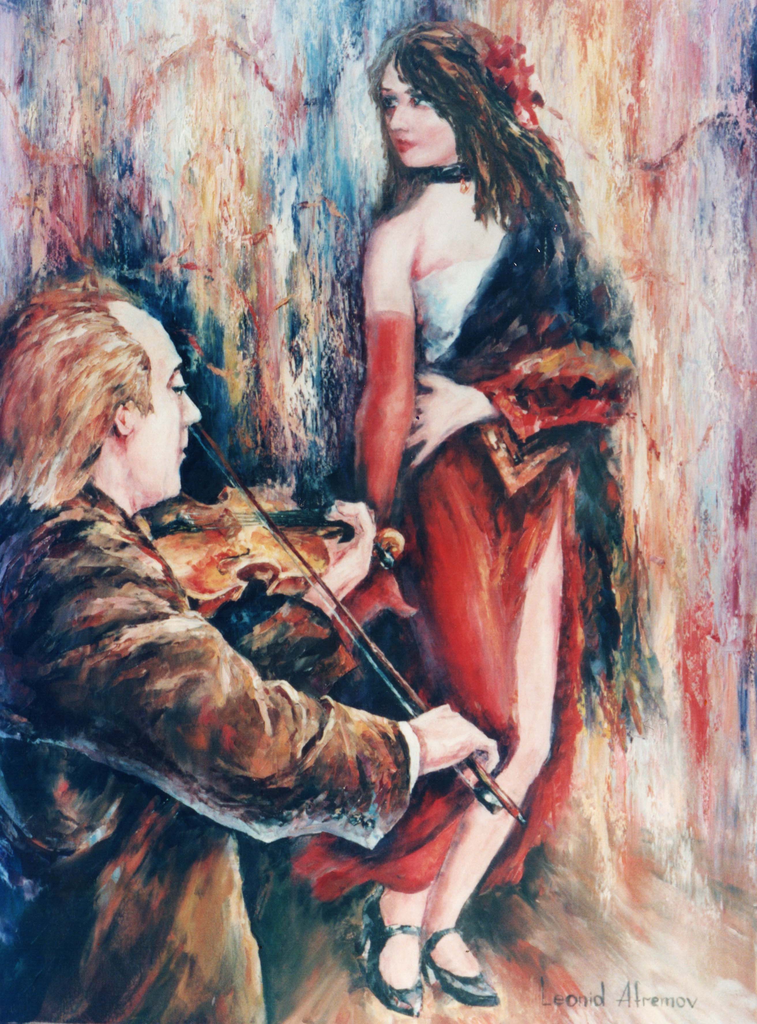 2625x3552 The Red Dancer Palette Knife Oil Painting On Canvas By Leonid - Red Dancer Painting