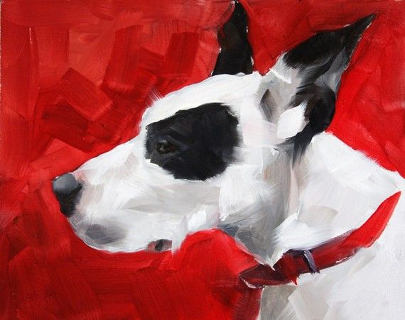 570x451 Red Dog Great Dane Big Dog Original Painting By Clair By Hartart13 - Red Dog Painting