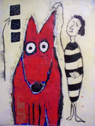 380x500 Abstract Amp Figurative Urban Amp Primitive Art - Red Dog Painting