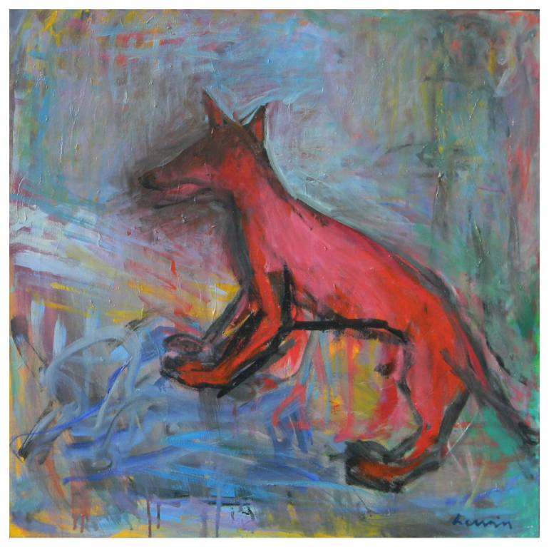 770x767 Saatchi Art Red Dog Painting By Karin Lewin - Red Dog Painting
