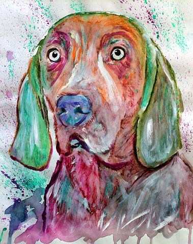 379x480 Weimaraner, Dog Painting, Red Dog, Weimaraner Print , Fine Art - Red Dog Painting