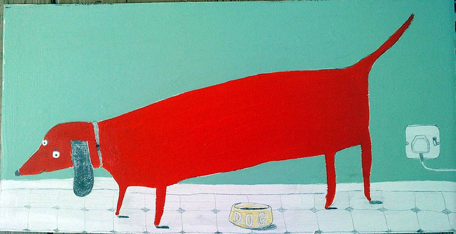640x329 Sausage Dog Painting Sally Wolfe - Red Dog Painting