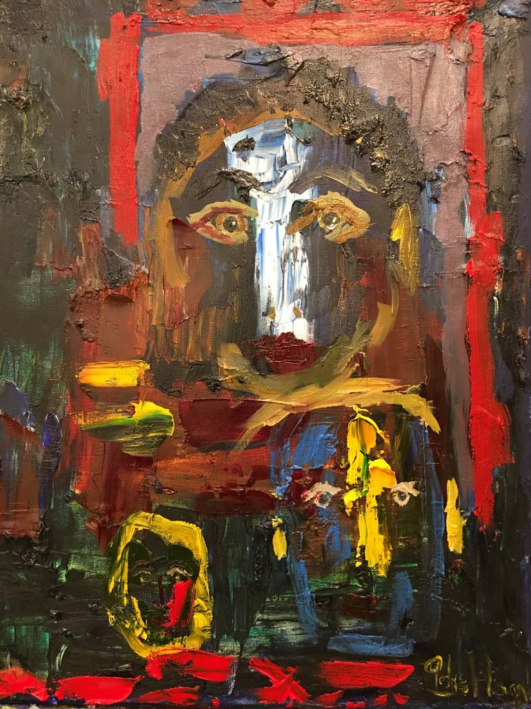 770x1027 Saatchi Art Red Door Friends Painting By Leslie Hagg - Red Door Painting