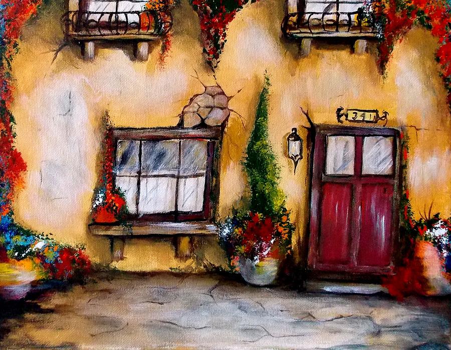 900x699 Tuscan 341 Red Door Painting By Chuck Kemp - Red Door Painting