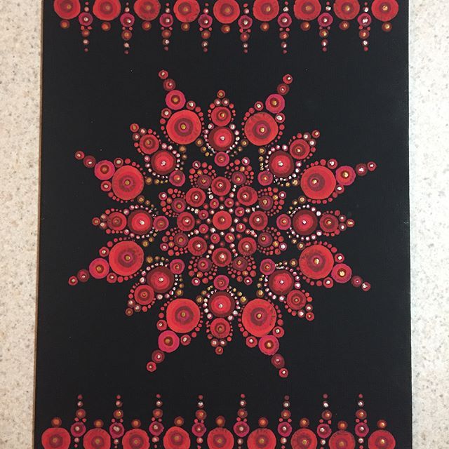 640x640 Red Dot Painting With Hints Of Metallic Gold And Taupe - Red Dot Painting