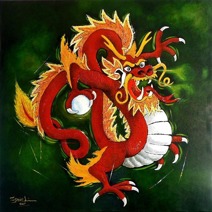 899x900 Red Dragon Painting By Eddie Lim - Red Dragon Painting